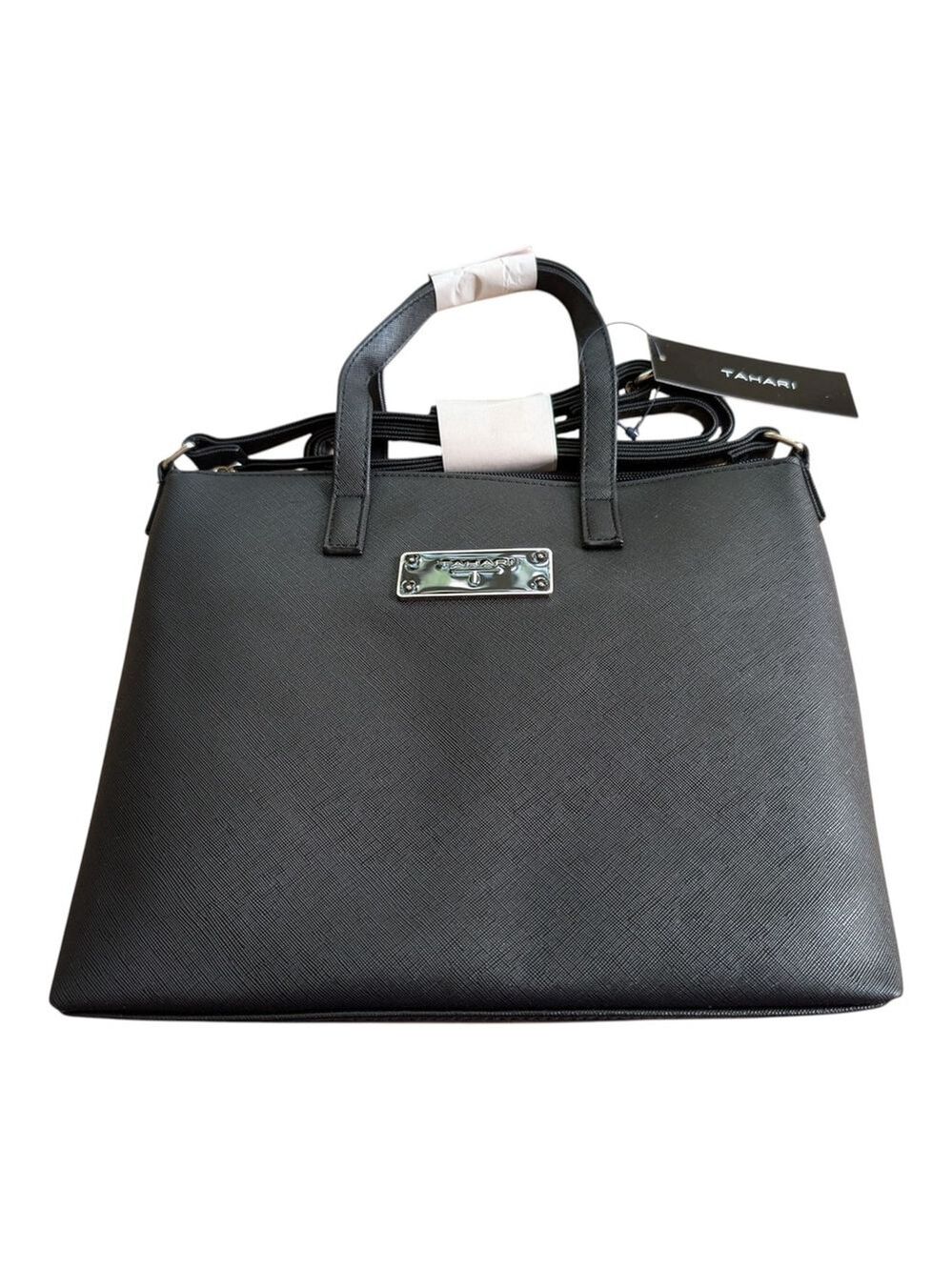 NEW Tahari Black Satchel Purse TN1770/PO8 Saffiano Bag With Dust Bag